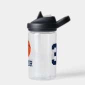 名前パーソナライズされたバスケットボールジャージー ウォーターボトル (左面)