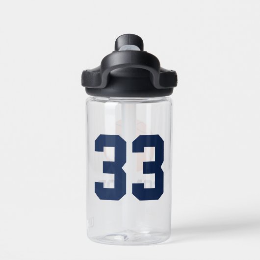 名前パーソナライズされたバスケットボールジャージー ウォーターボトル (背面)