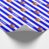 名前パーソナライズされたバスケットボールブルー/ホワイト ラッピングペーパー (角)