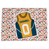 名前パーソナライズされたバスケットボール ラージペーパーバッグ (正面)