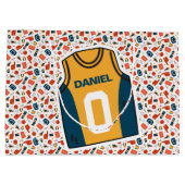 名前パーソナライズされたバスケットボール ラージペーパーバッグ (裏面)