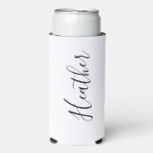 名前パーソナライズされたバチェロレッテ白黒 スリム缶クーラー (Seltzer正面)