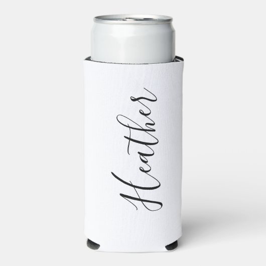 名前パーソナライズされたバチェロレッテ白黒 スリム缶クーラー (Seltzer正面)