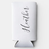 名前パーソナライズされたバチェロレッテ白黒 スリム缶クーラー (正面)