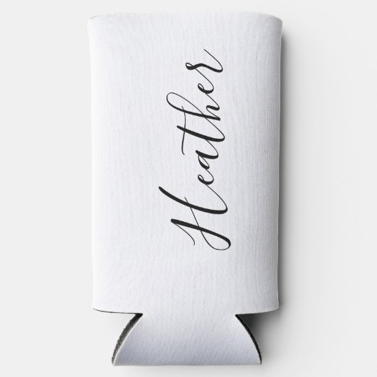 名前パーソナライズされたバチェロレッテ白黒 スリム缶クーラー (正面)