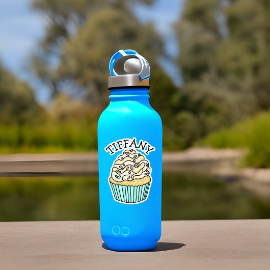 名前パーソナライズされたバニラカップケーキと散水器 シール