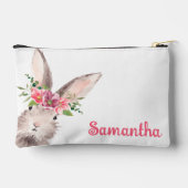 名前パーソナライズされたバニーラビットガールピンク アクセサリーポーチ (裏面)
