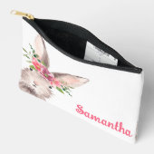 名前パーソナライズされたバニーラビットガールピンク アクセサリーポーチ (見開き)