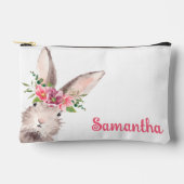 名前パーソナライズされたバニーラビットガールピンク アクセサリーポーチ (正面)