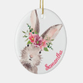 名前パーソナライズされたバニーラビットガールピンク セラミックオーナメント (右)
