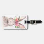 名前パーソナライズされたバニーラビットガールピンク ラゲッジタグ (正面横)