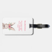 名前パーソナライズされたバニーラビットガールピンク ラゲッジタグ (裏面横)