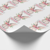 名前パーソナライズされたバニーラビットガールピンク ラッピングペーパー (角)