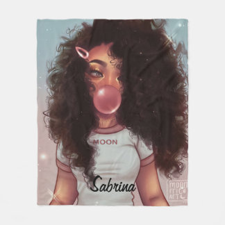 名前パーソナライズされたバブル黒ガールブランケット フリースブランケット