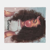 名前パーソナライズされたバブル黒ガールブランケット フリースブランケット (正面(横))