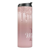 名前パーソナライズされたバラ金ゴールドグリッタードリップ タンブラー (回転左)