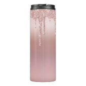 名前パーソナライズされたバラ金ゴールドグリッタードリップ タンブラー (裏面)