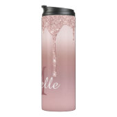 名前パーソナライズされたバラ金ゴールドグリッタードリップ タンブラー (回転右)