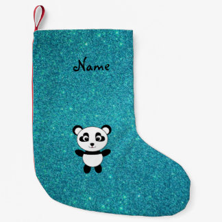名前パーソナライズされたパンダターコイズグリッター スモールクリスマスストッキング