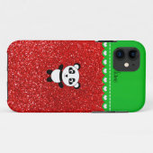 名前パーソナライズされたパンダneon redグリッター Case-Mate iPhoneケース (裏面(横))