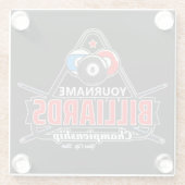 名前パーソナライズされたビリヤード8ボールプールキューラック ガラスコースター (裏面)