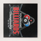 名前パーソナライズされたビリヤード8ボールプールキューラック ジグソーパズル (横)