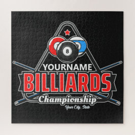 名前パーソナライズされたビリヤード8ボールプールキューラック ジグソーパズル