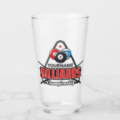 名前パーソナライズされたビリヤード8ボールプールキューラック タンブラーグラス (正面)