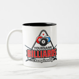 名前パーソナライズされたビリヤード8ボールプールキューラック ツートーンマグカップ