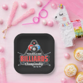 名前パーソナライズされたビリヤード8ボールプールキューラック ペーパープレート (パーティー)
