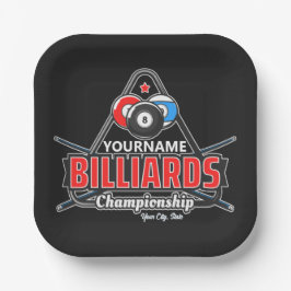 名前パーソナライズされたビリヤード8ボールプールキューラック ペーパープレート