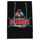 名前パーソナライズされたビリヤード8ボールプールキューラック ミディアムペーパーバッグ (裏面)
