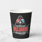 名前パーソナライズされたビリヤード8ボールプールキューラック 紙コップ (正面)