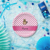 名前パーソナライズされたビーバーピンクハート水玉模様 ペーパープレート (パーティー)