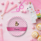名前パーソナライズされたビーバーピンクハート水玉模様 ペーパープレート (パーティー)