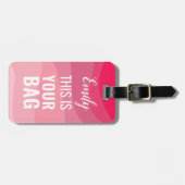 名前パーソナライズされたピンキーデザインカスタム文字 ラゲッジタグ (正面横)