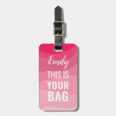 名前パーソナライズされたピンキーデザインカスタム文字 ラゲッジタグ (正面縦)