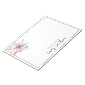 名前パーソナライズされたピンクと緑のフローラメモ帳 ノートパッド (アングル)