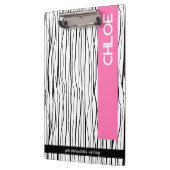 名前パーソナライズされたピンクと黒モダン クリップボード (左)