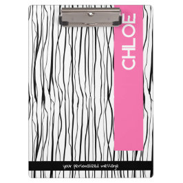 名前パーソナライズされたピンクと黒モダン クリップボード