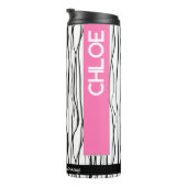 名前パーソナライズされたピンクと黒モダン タンブラー (回転右)