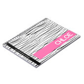 名前パーソナライズされたピンクと黒モダン ノートブック (左側)