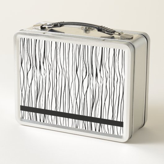 名前パーソナライズされたピンクと黒モダン メタルランチボックス (裏面)