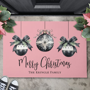 名前パーソナライズされたピンクのクリスマス ドアマット