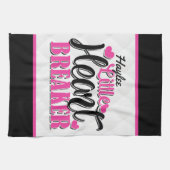 名前パーソナライズされたピンクの小さなハートブレーカー キッチンタオル (横)