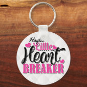 名前パーソナライズされたピンクの小さなハートブレーカー キーホルダー (正面)