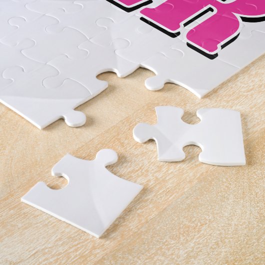 名前パーソナライズされたピンクの小さなハートブレーカー ジグソーパズル (側面)