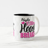 名前パーソナライズされたピンクの小さなハートブレーカー ツートーンマグカップ (正面右)