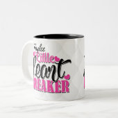 名前パーソナライズされたピンクの小さなハートブレーカー ツートーンマグカップ (正面左)