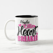 名前パーソナライズされたピンクの小さなハートブレーカー ツートーンマグカップ (左)